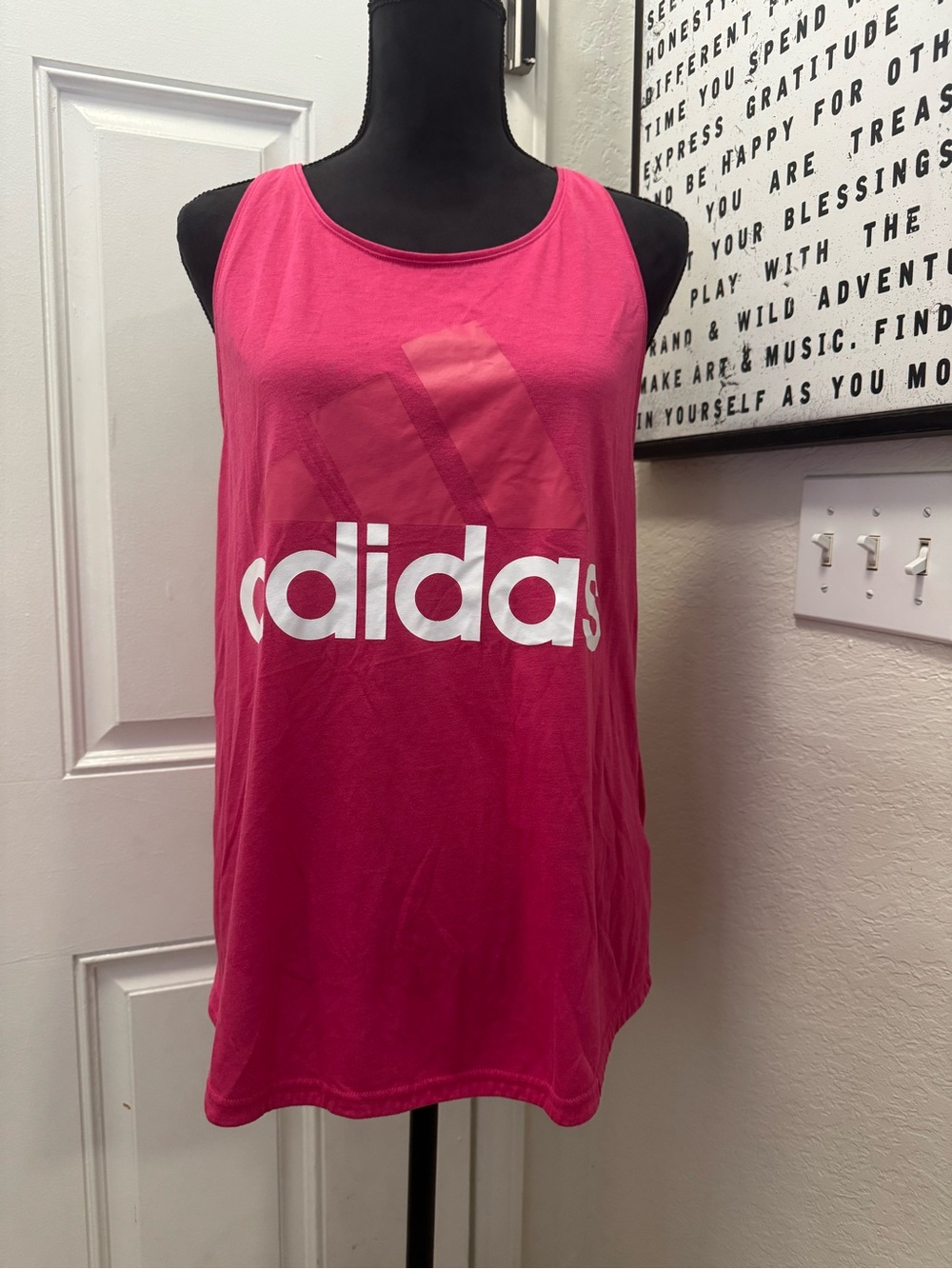 adidas Hot Pink Tank Top with White Logo 0312